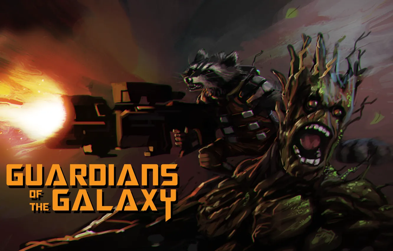 Photo wallpaper Rocket, raccoon, Guardians of the Galaxy, Groot