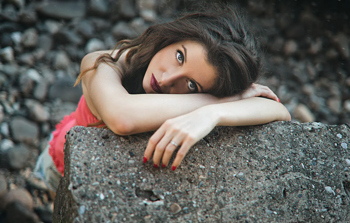 Photo wallpaper Sonya, photo, photographer, blue eyes, model, lips, portrait, mouth