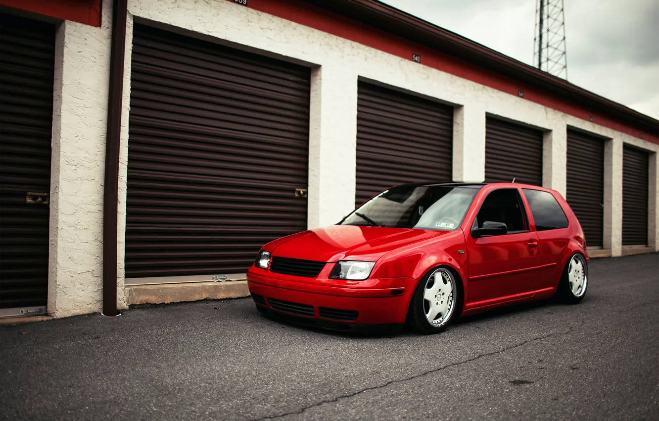 Photo wallpaper red, volkswagen, red, Golf, golf, Volkswagen, MK4