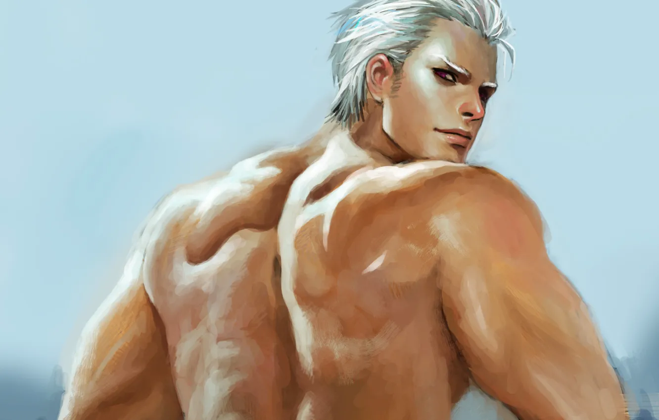 Photo wallpaper look, back, art, male, Anime, Anime, One Piece, muscle