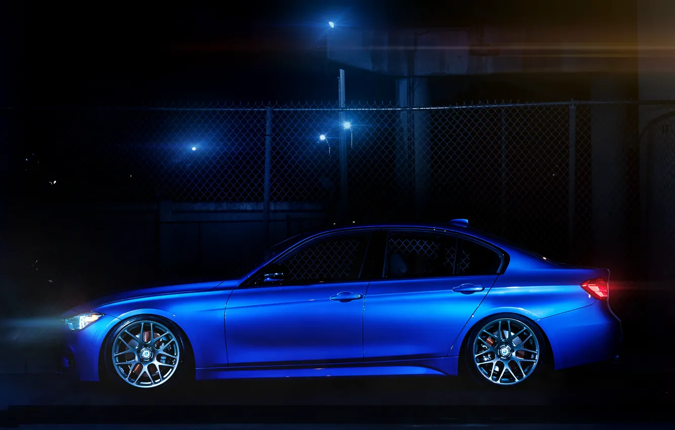 Photo wallpaper blue, bmw, BMW, the fence, profile, 335i, f30