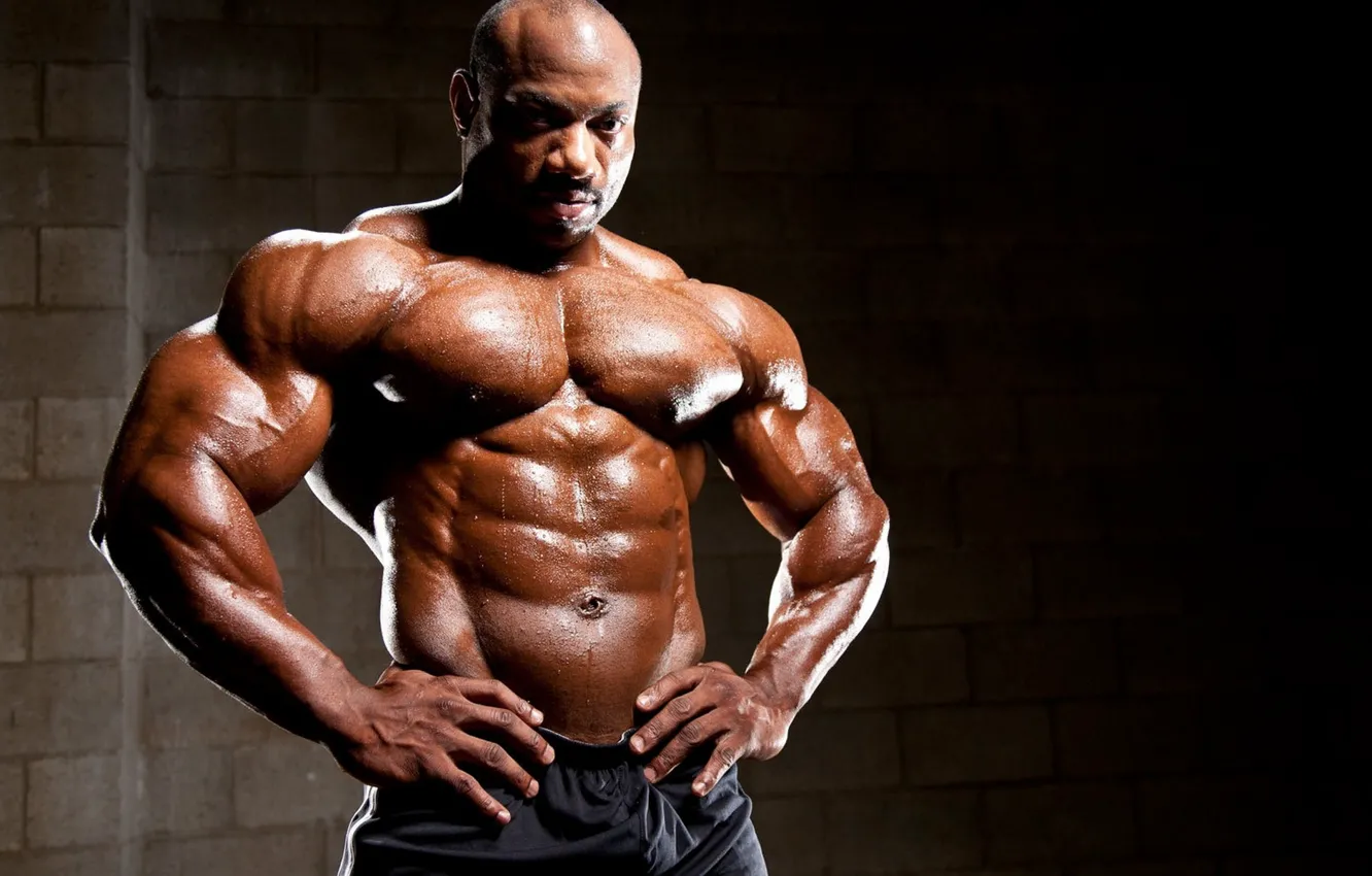 Photo wallpaper muscles, press, pose, abs, bodybuilder, Dexter Jackson, Dexter Jackson