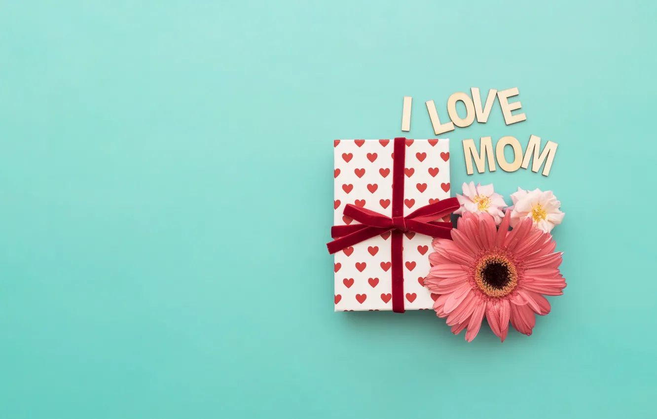 Photo wallpaper flower, holiday, gift, Love, love, happy, mom, box