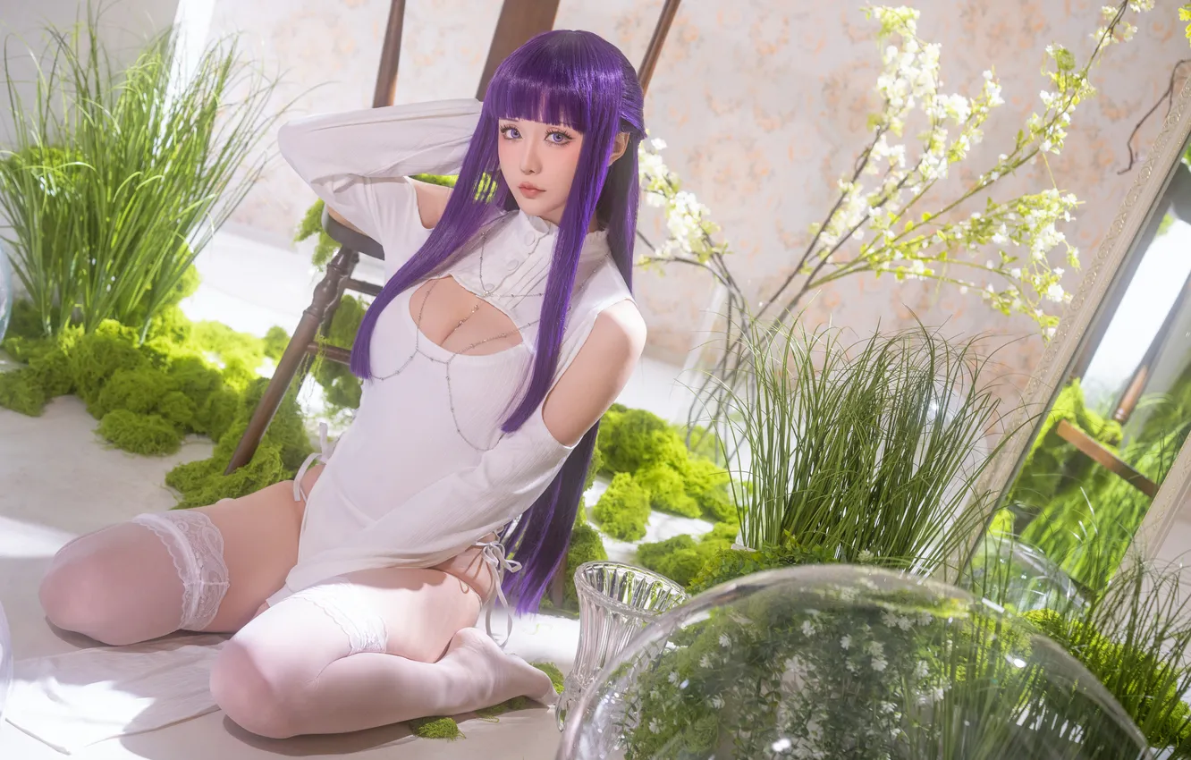 Photo wallpaper model, women, cosplay, asian, anime girls, Hoshilily, Sousou No Frieren, Fern (Sousou No Frieren)