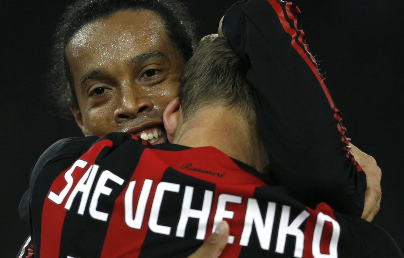 Photo wallpaper Ronaldinho, Andriy Shevchenko, AC-Milan