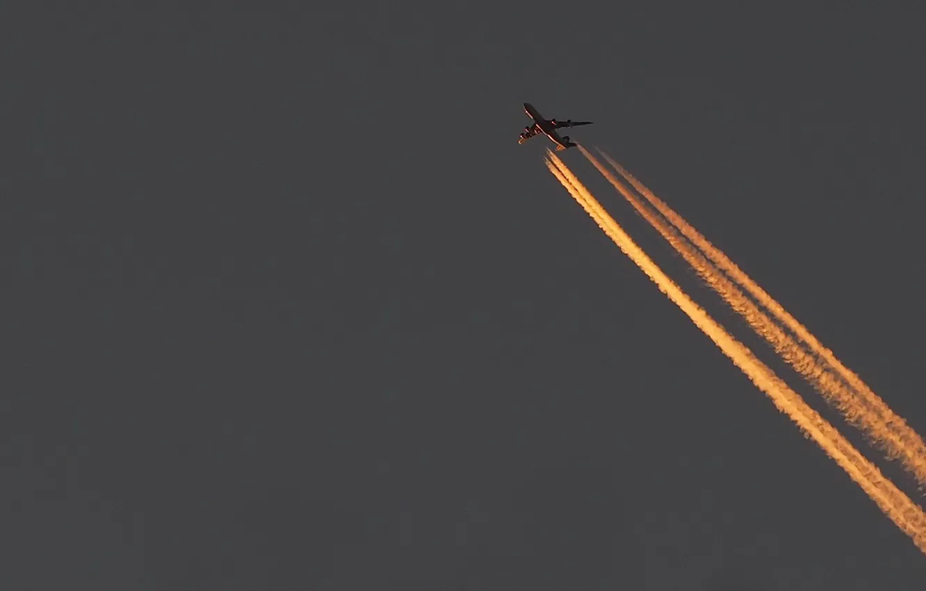 Photo wallpaper traces, the plane, Himtrail