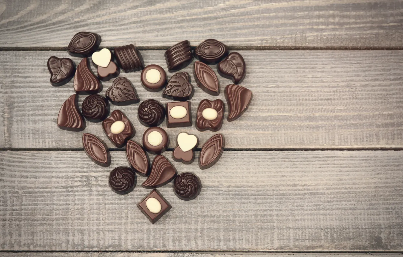 Photo wallpaper heart, Board, chocolate, candy, different, dessert, sweet, chocolate
