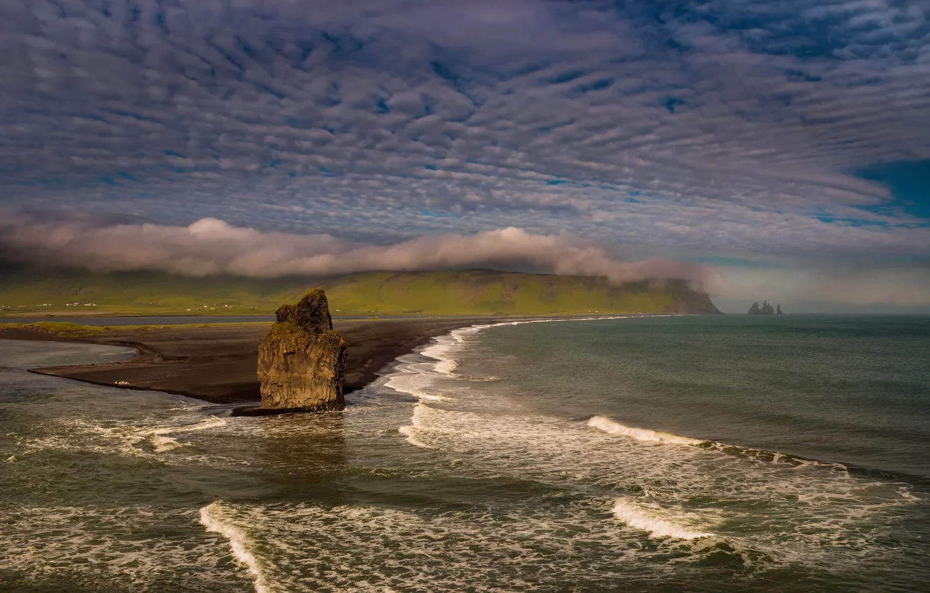 Photo wallpaper sea, the sky, clouds, rock, open, shore