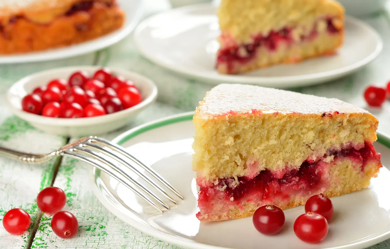 Photo wallpaper pie, plug, saucer, filling, cranberry