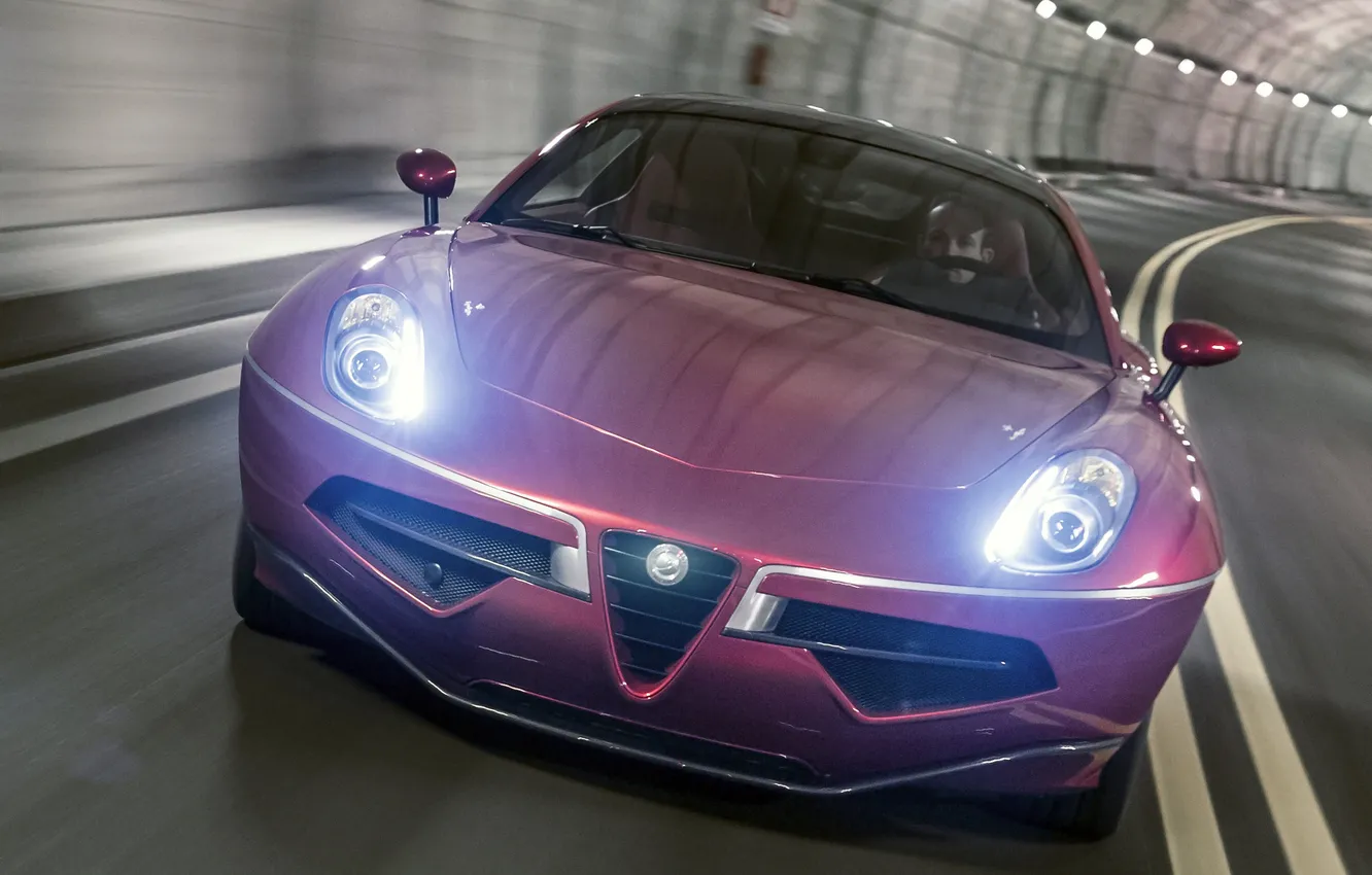 Photo wallpaper light, lights, lights, Alfa Romeo, front view, Touring, Flying Disc