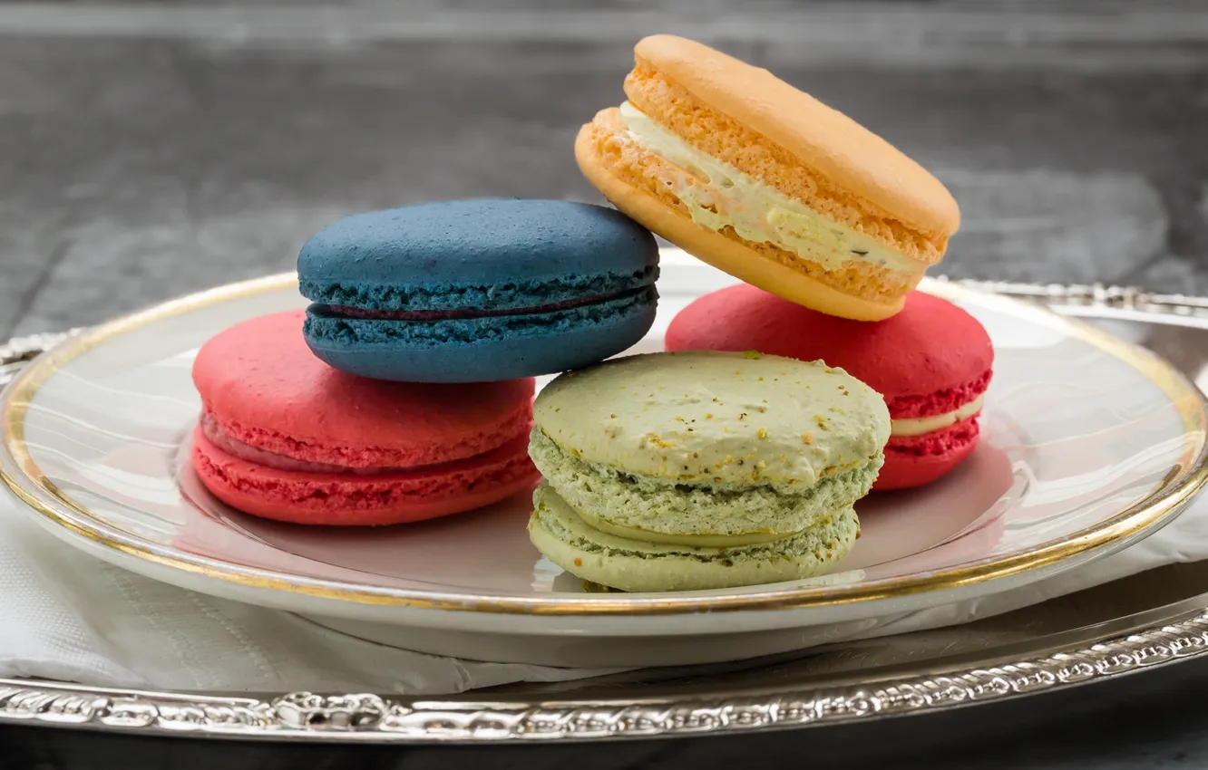 Photo wallpaper colorful, cakes, macaroon