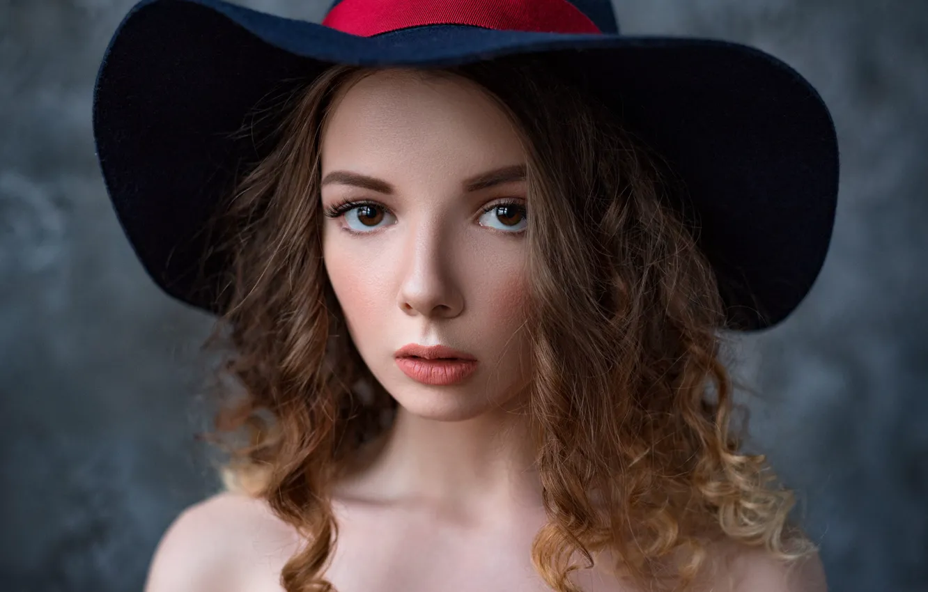 Photo wallpaper girl, long hair, hat, brown hair, brown eyes, photo, photographer, model