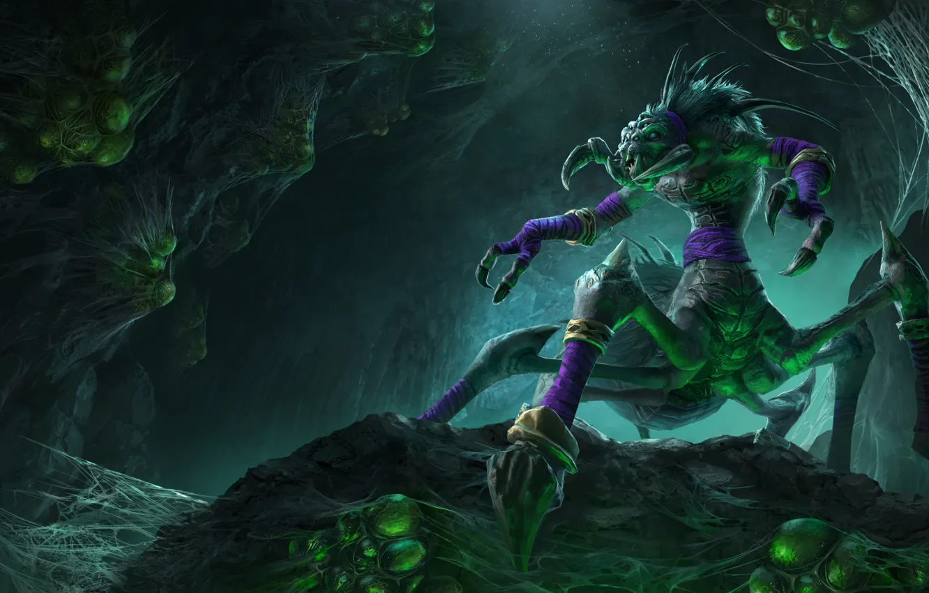 Photo wallpaper eggs, web, being, cave, Warcraft III: Reforged