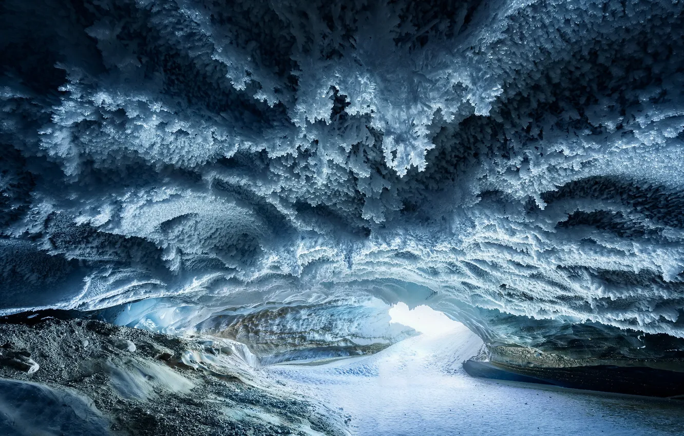 Photo wallpaper ice, nature, cave