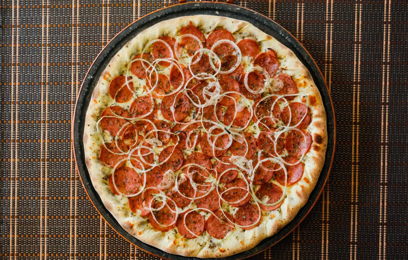 Photo wallpaper pizza, pepperoni, pepperoni pizza