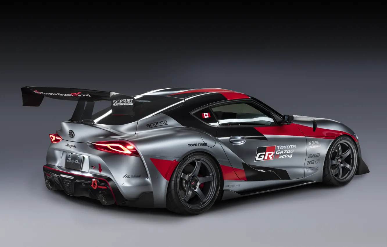 Photo wallpaper grey, background, coupe, Toyota, wing, 2020, GR Supra Track Concept