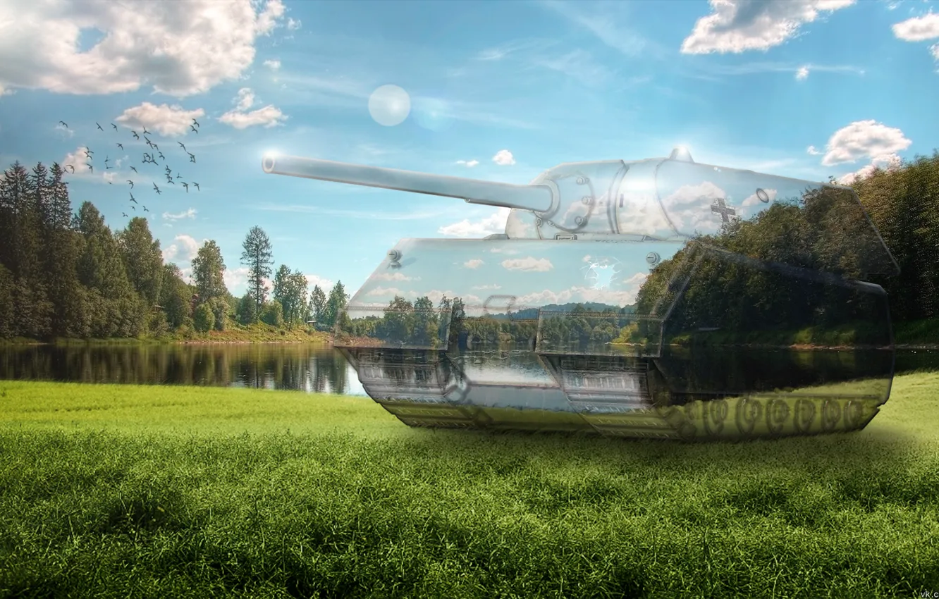 Photo wallpaper the game, glass, WoT, Maus, World Of Tanks, Mouse, tank, glass