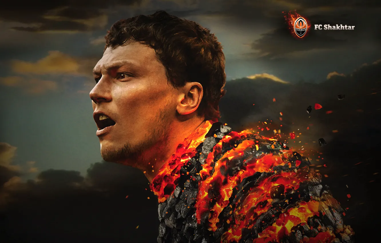 Photo wallpaper face, lights, football, sport, coal, Miner, Player, Andriy Pyatov