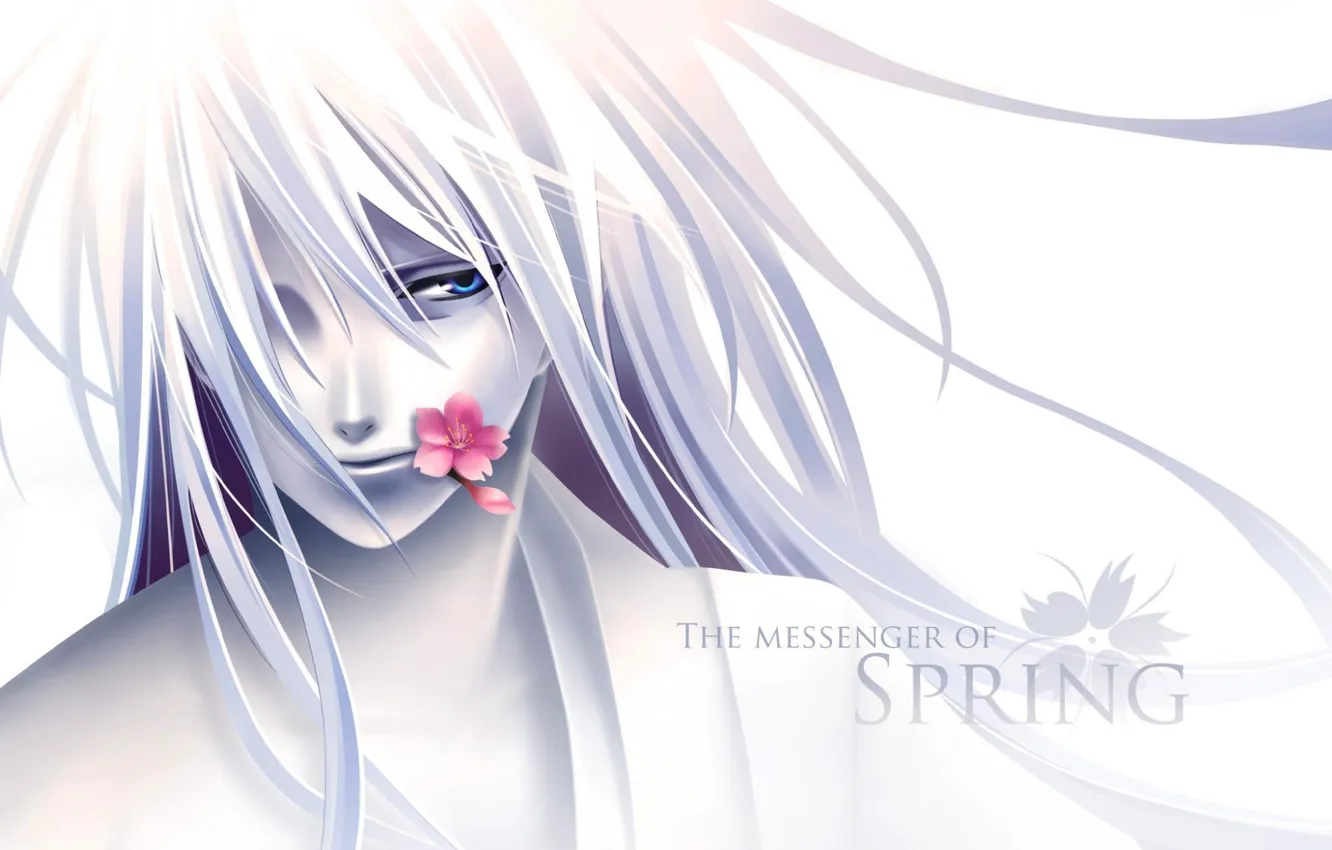 Photo wallpaper flower, anime, guy, the messenger of spring