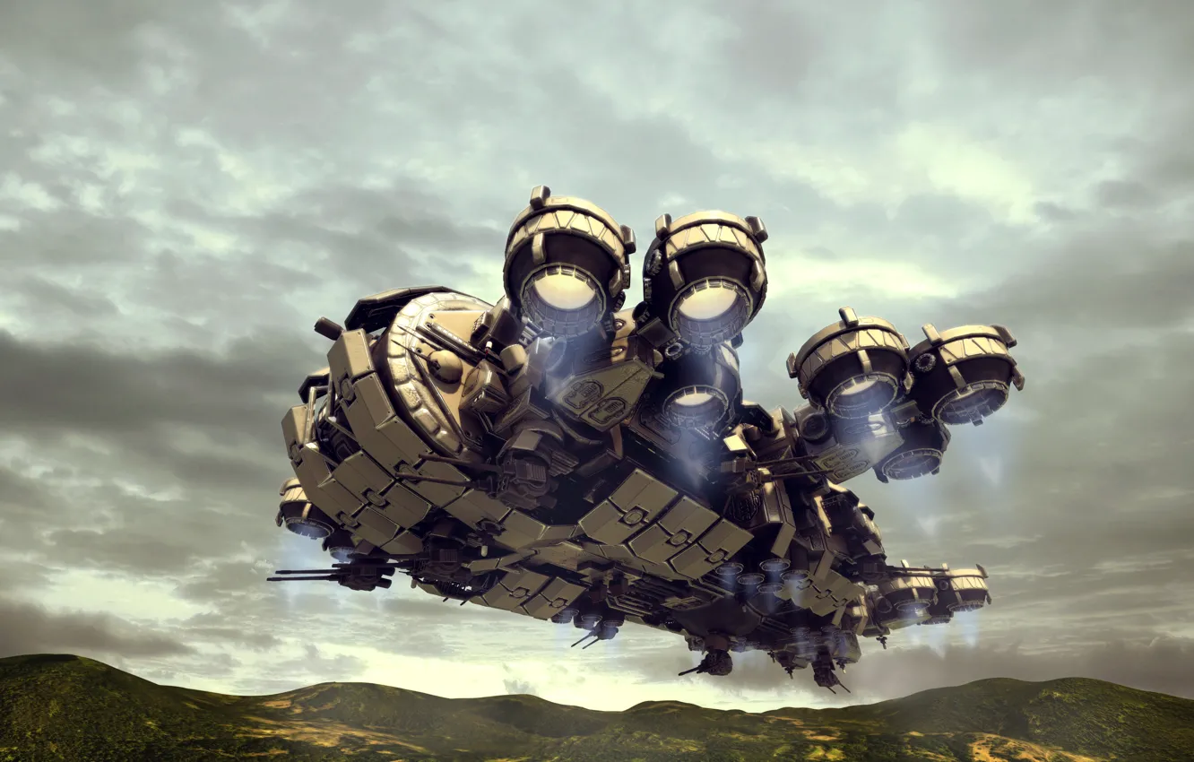 Photo wallpaper Thunderbolt, Arrival, Gunship