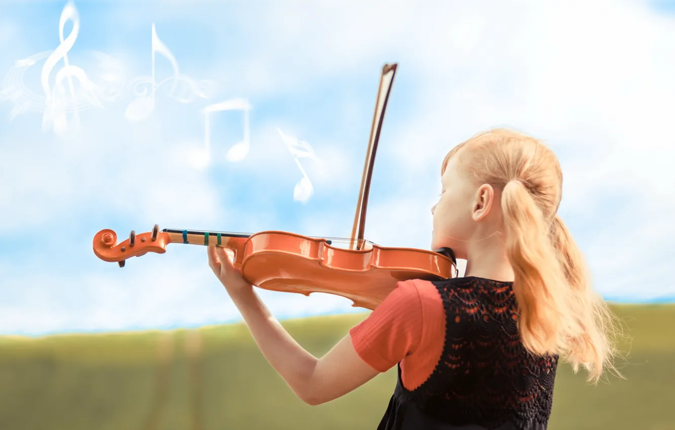 Photo wallpaper music, violin, girl