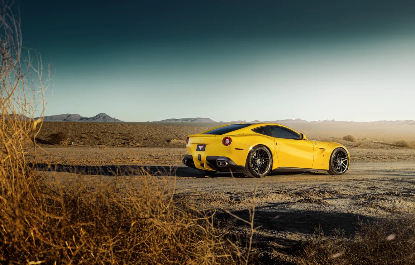 Photo wallpaper yellow, design, desert, cool, the ferrari f12