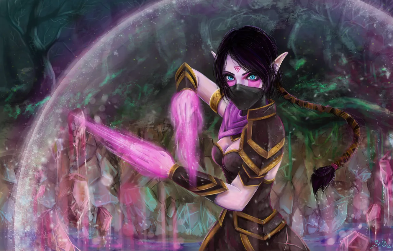 Photo wallpaper girl, magic, art, dota 2, Lana, Templar Assassin, aura, Fuytski