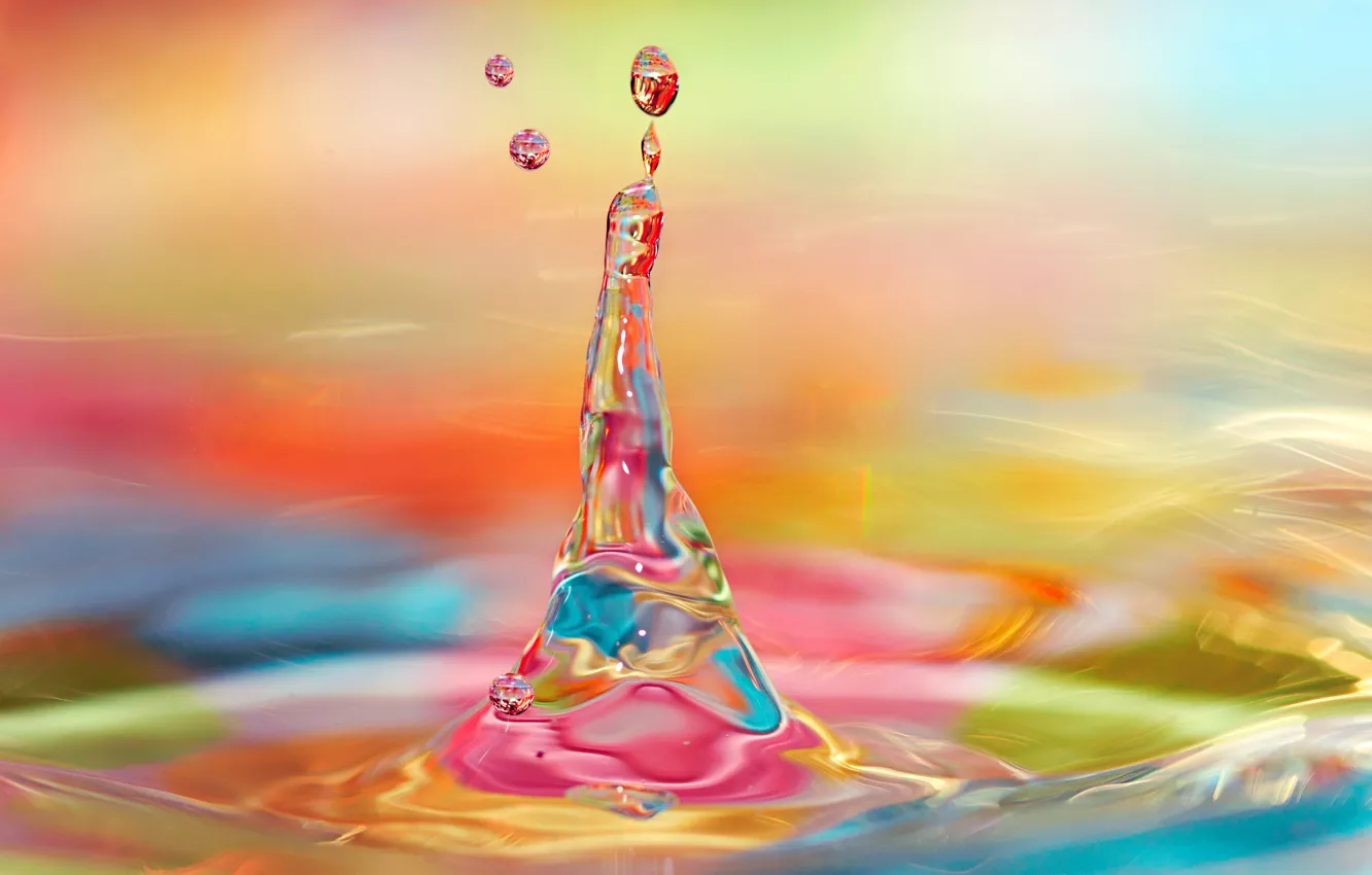 Photo wallpaper water, drop, bright, colorful