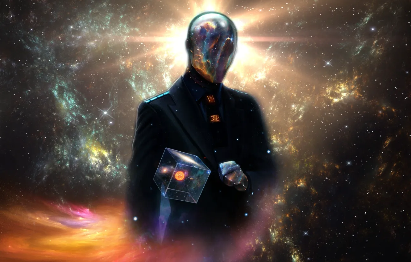 Photo wallpaper the sun, space, stars, the universe, planet, alien, silver