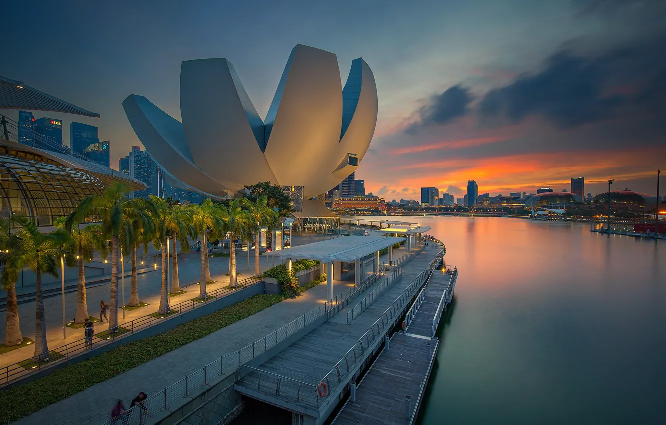 Photo wallpaper building, the evening, Singapore