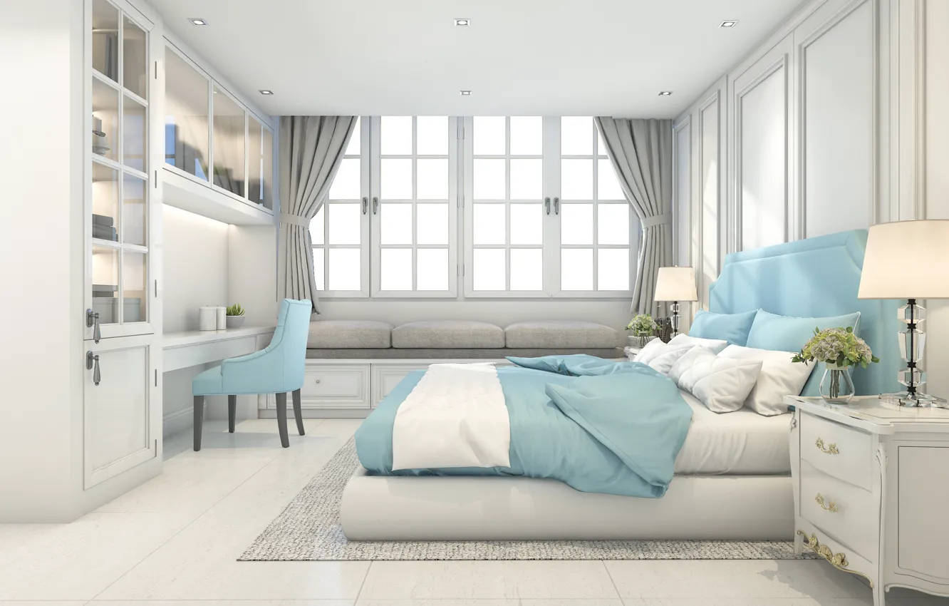 Photo wallpaper furniture, bed, window, bedroom