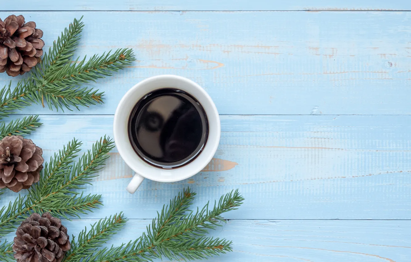 Photo wallpaper decoration, new year, Christmas, Christmas, wood, New Year, coffee cup, decoration