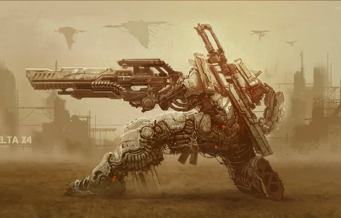 Photo wallpaper weapons, fiction, desert, soldiers, armor, desert, military, weapon