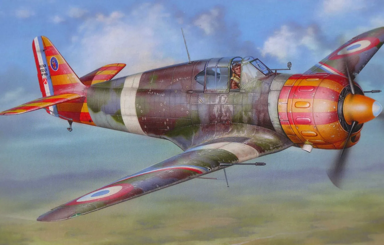 Photo wallpaper figure, art, fighter-monoplane, French, times, The second world war, MB.150, Bloch