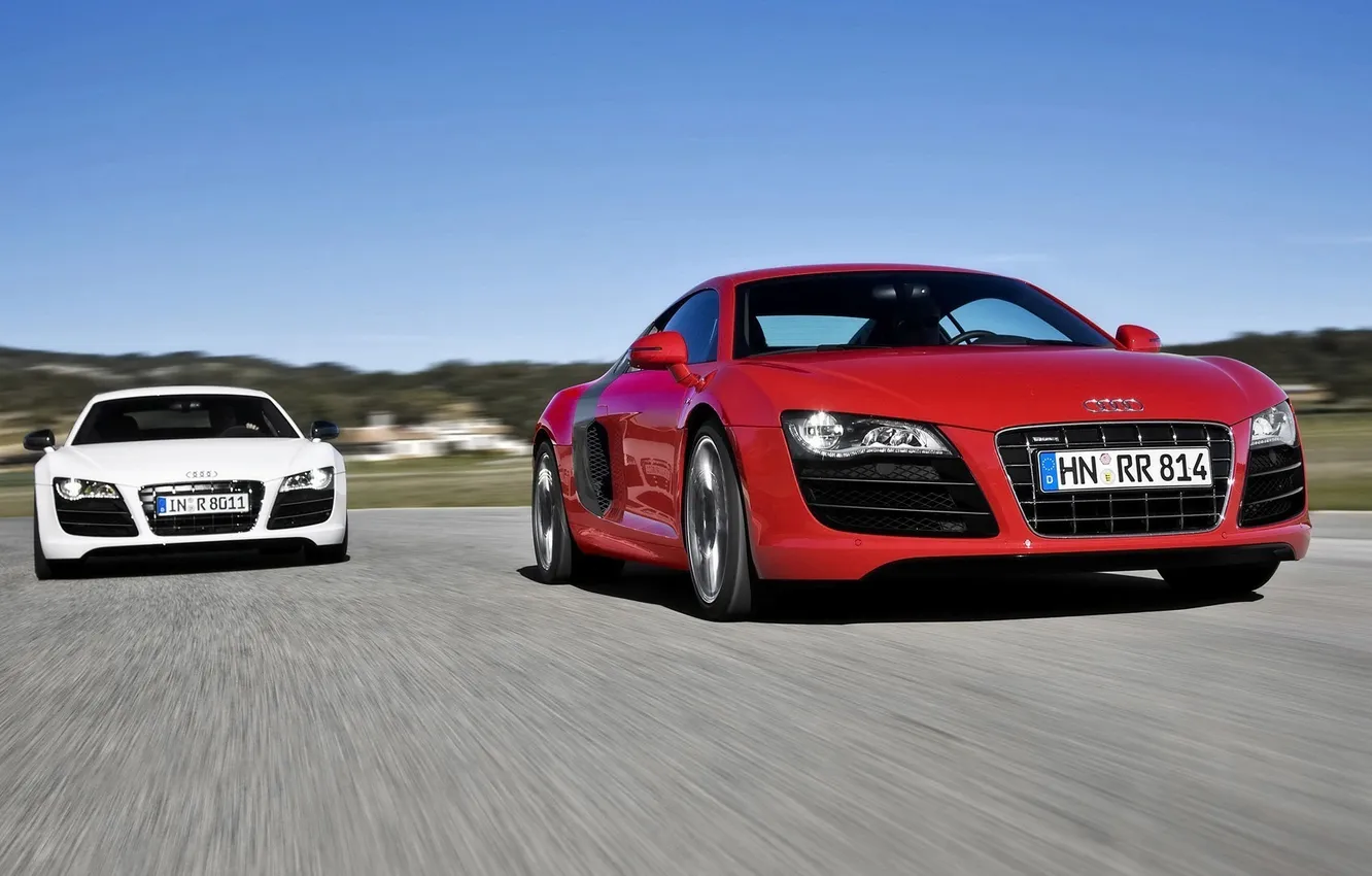 Photo wallpaper road, auto, speed, Audi R8