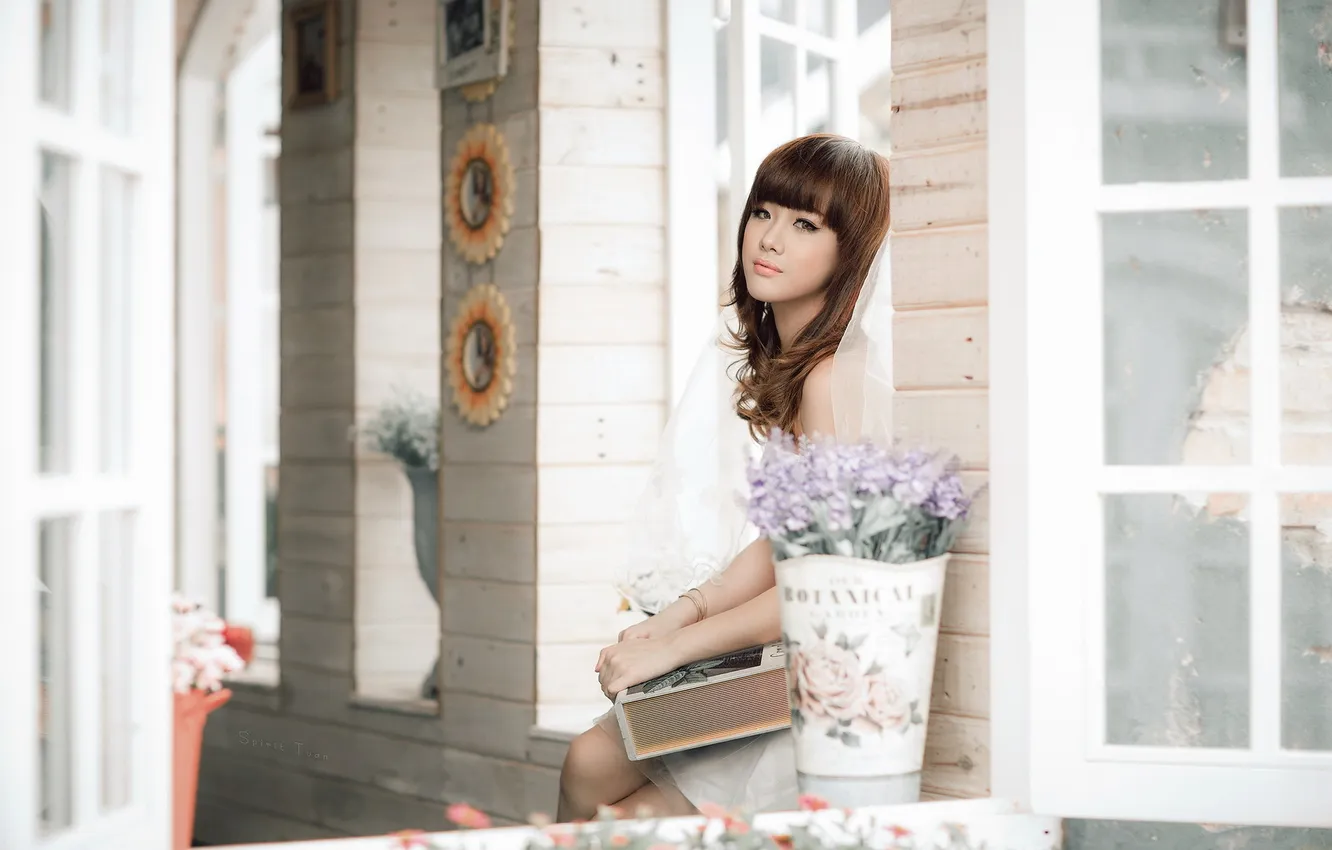 Photo wallpaper girl, home, Asian