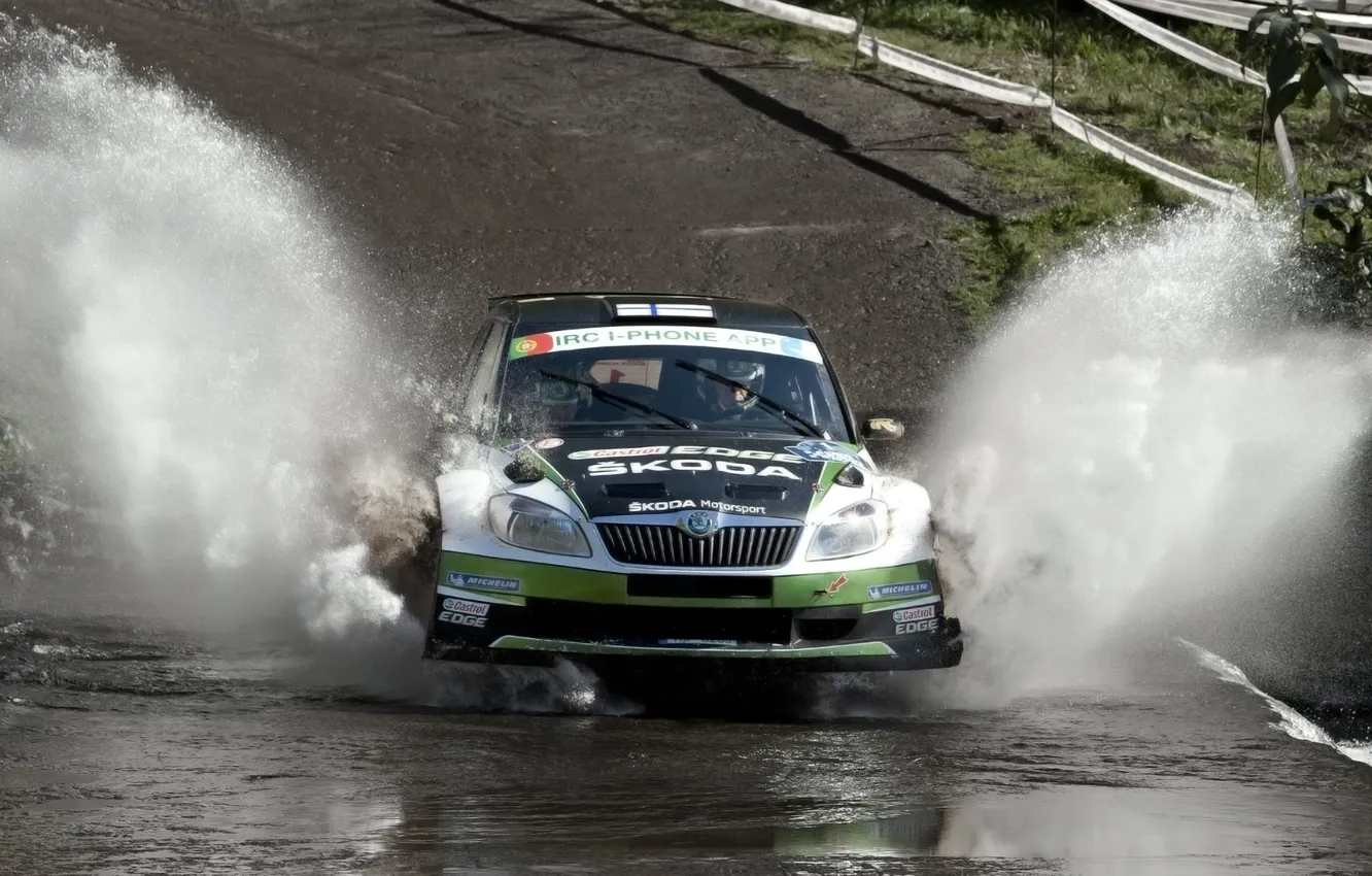 Photo wallpaper Water, Auto, Sport, Race, Puddle, Squirt, Rally, Rally