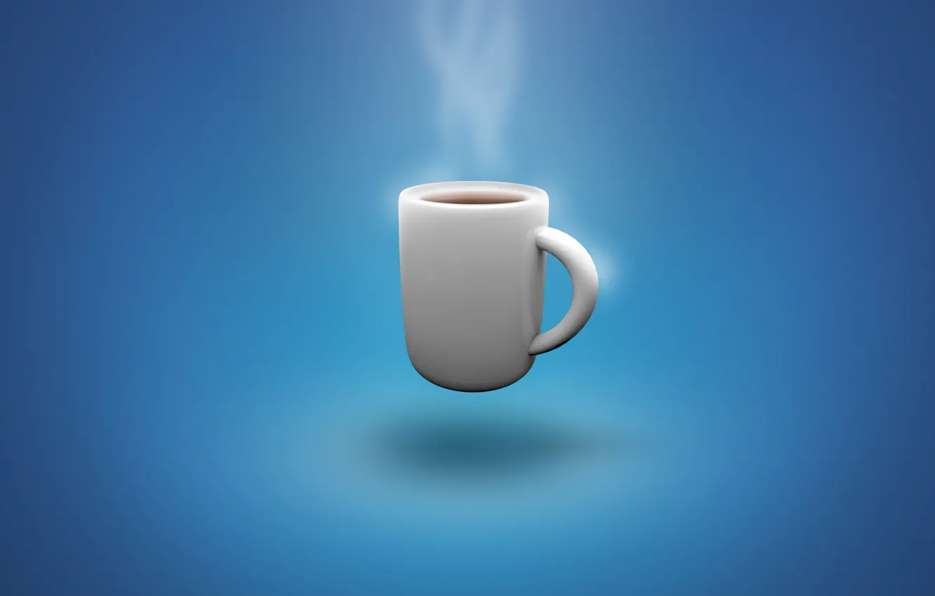 Photo wallpaper wallpaper, steam, blue, background, cup, Coffee, cool, coffecup