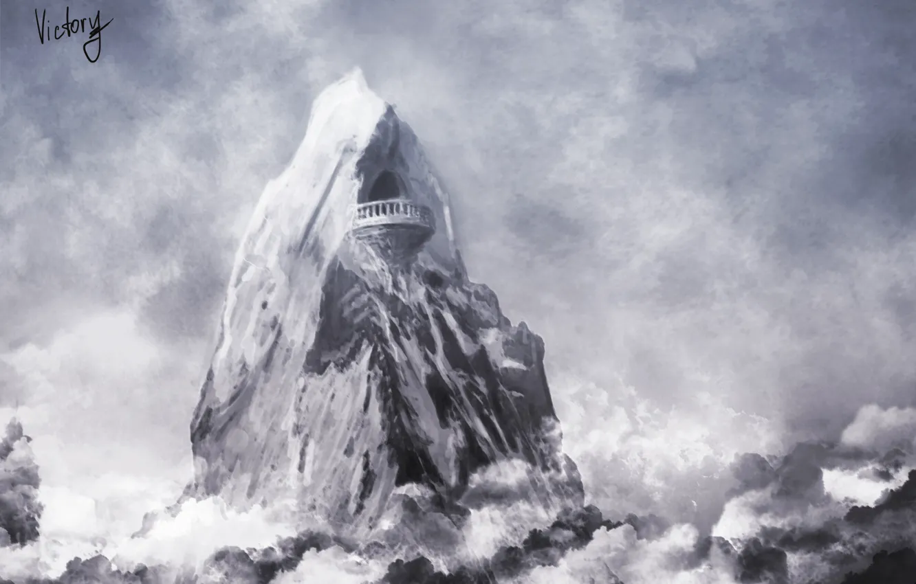 Photo wallpaper the sky, clouds, landscape, mountains, fantasy