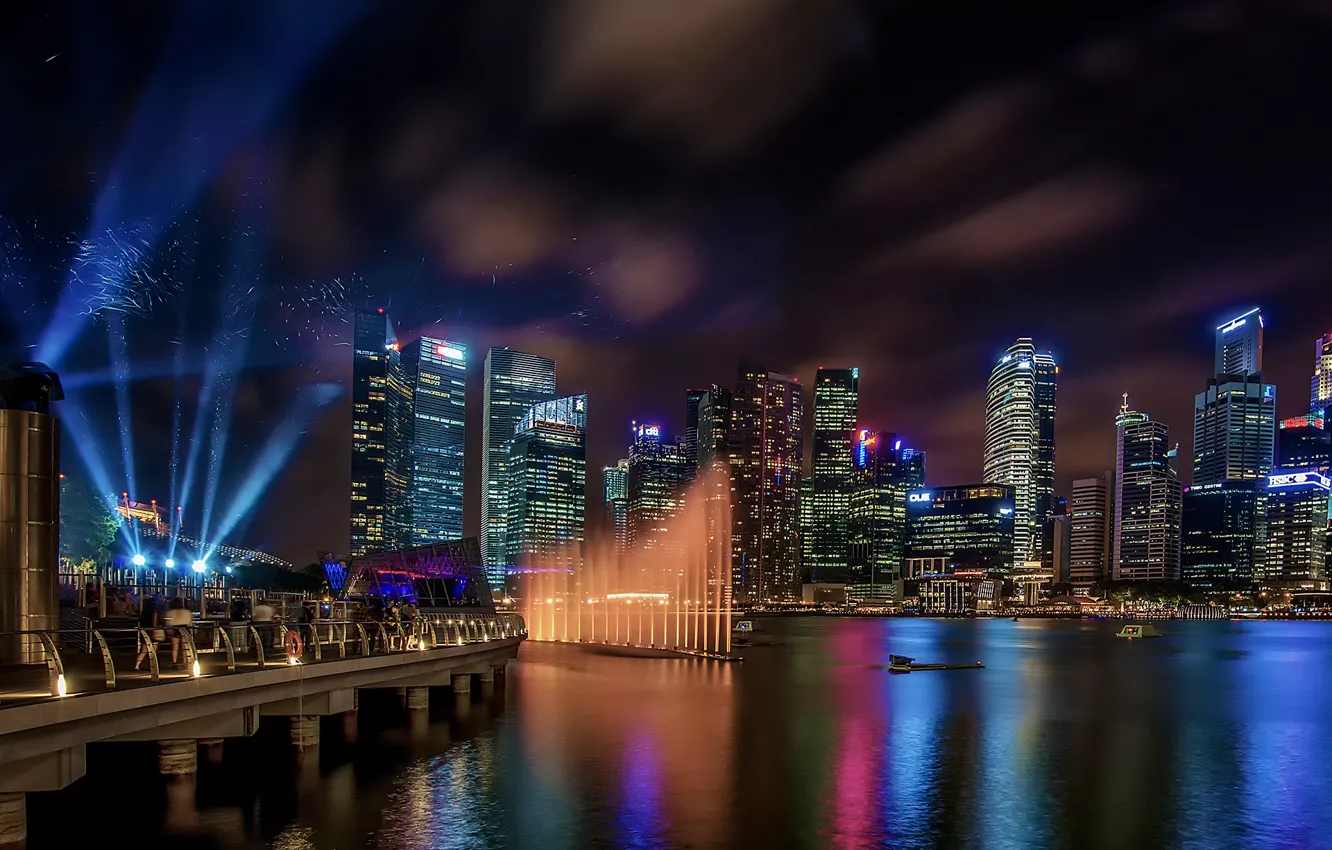Photo wallpaper night, Singapore, Marina Bay Sands