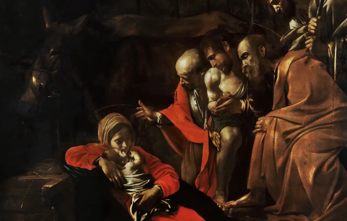 Photo wallpaper picture, fragment, mythology, Michelangelo Merisi da Caravaggio, The Adoration Of The Shepherds