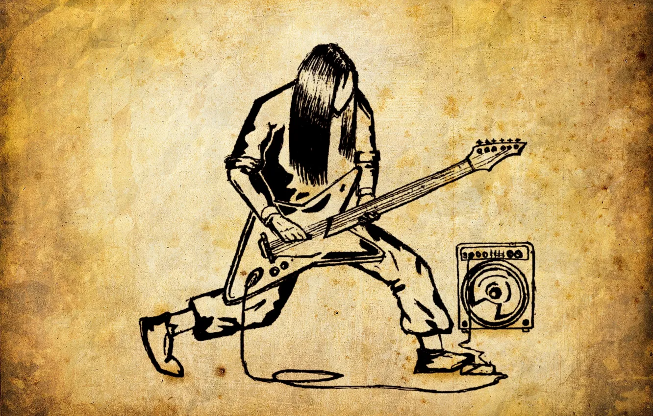Photo wallpaper music, guitar, drawings, speaker, metal, rock, metal, rock