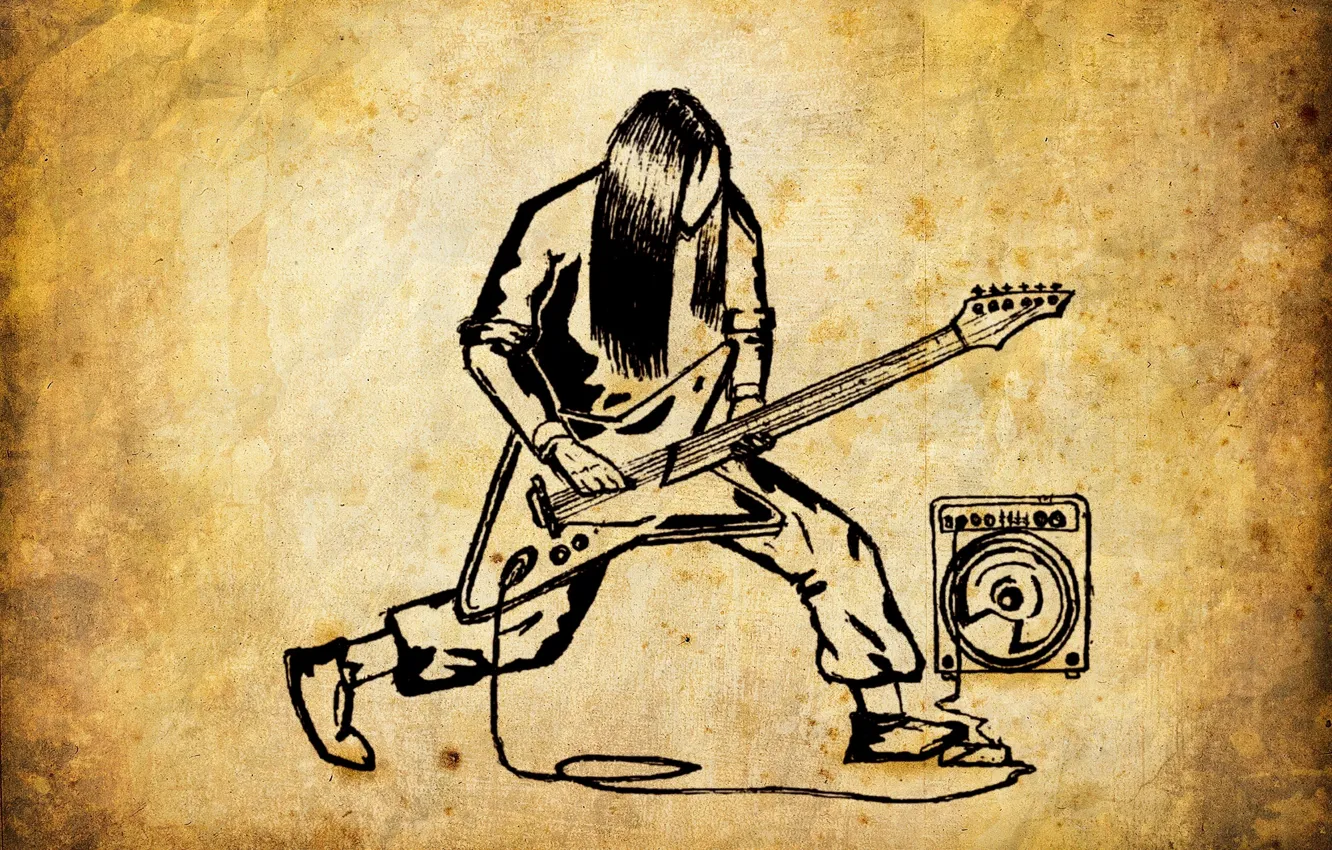Photo wallpaper music, figure, guitar, speaker, metal, rock, metal, rock