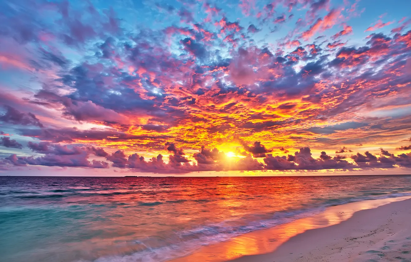 Photo wallpaper colors, beach, sunset