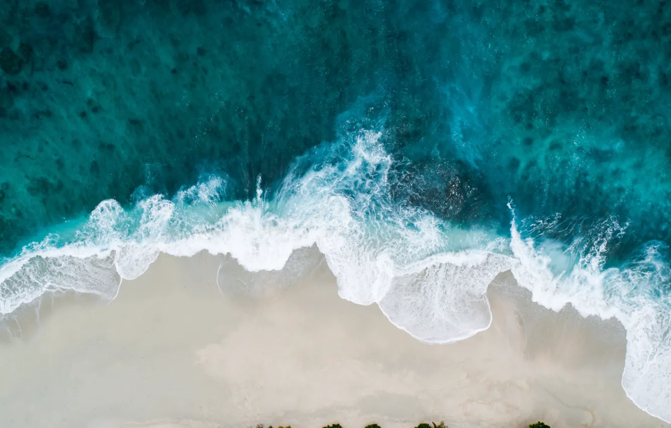 Photo wallpaper sand, sea, wave, beach, water, blue, mood, the ocean