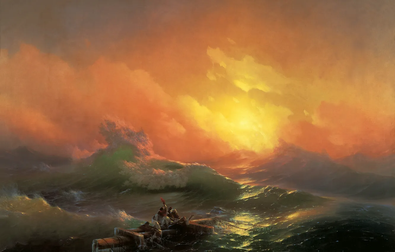 Photo wallpaper sea, storm, The ninth wave, Aivazovsky