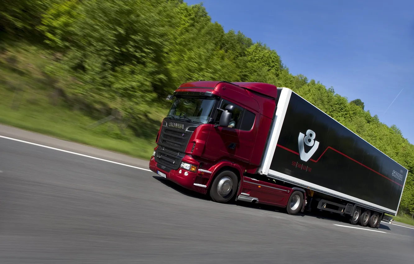 Photo wallpaper road, speed, Truck, road, speed, truck, tractor, Scania