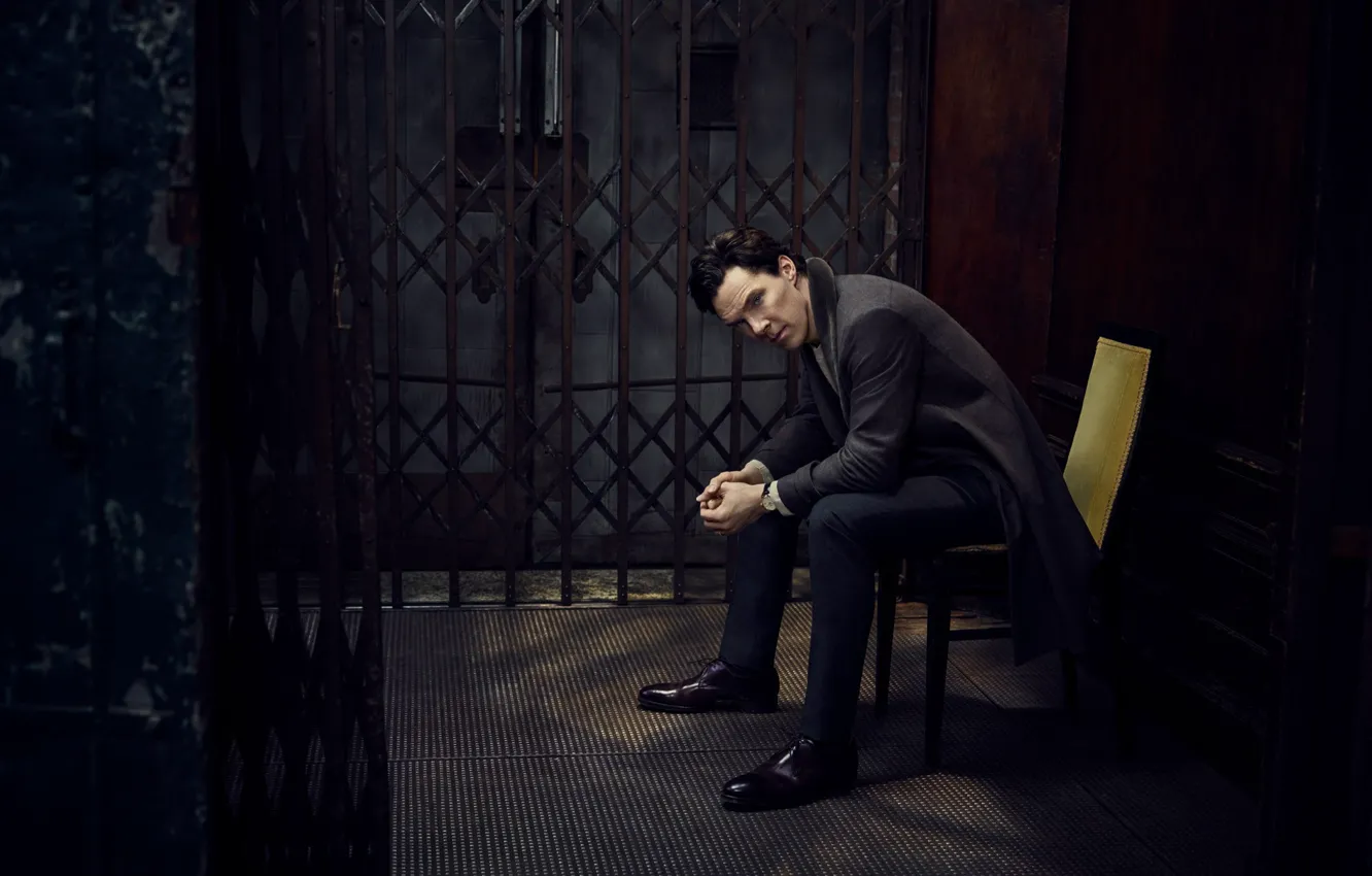 Photo wallpaper grille, chair, photoshoot, Benedict Cumberbatch, Benedict Cumberbatch, Vanity Fair, Jason Bell