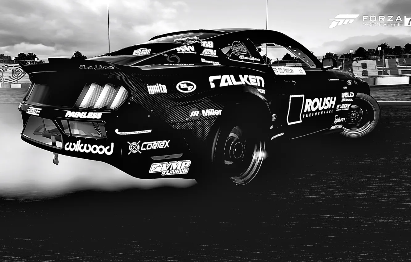 Photo wallpaper black & white, HDR, game, FM7, UHD, Forza Motorsport 7, XBox One X, Formula Drift …