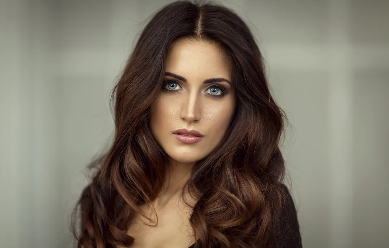 Photo wallpaper eyes, look, face, background, model, hair, beauty